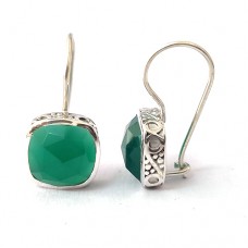Green Onyx silver ethnic earring